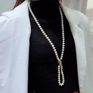Natural freshwater necklace round multilayer pearl NEW